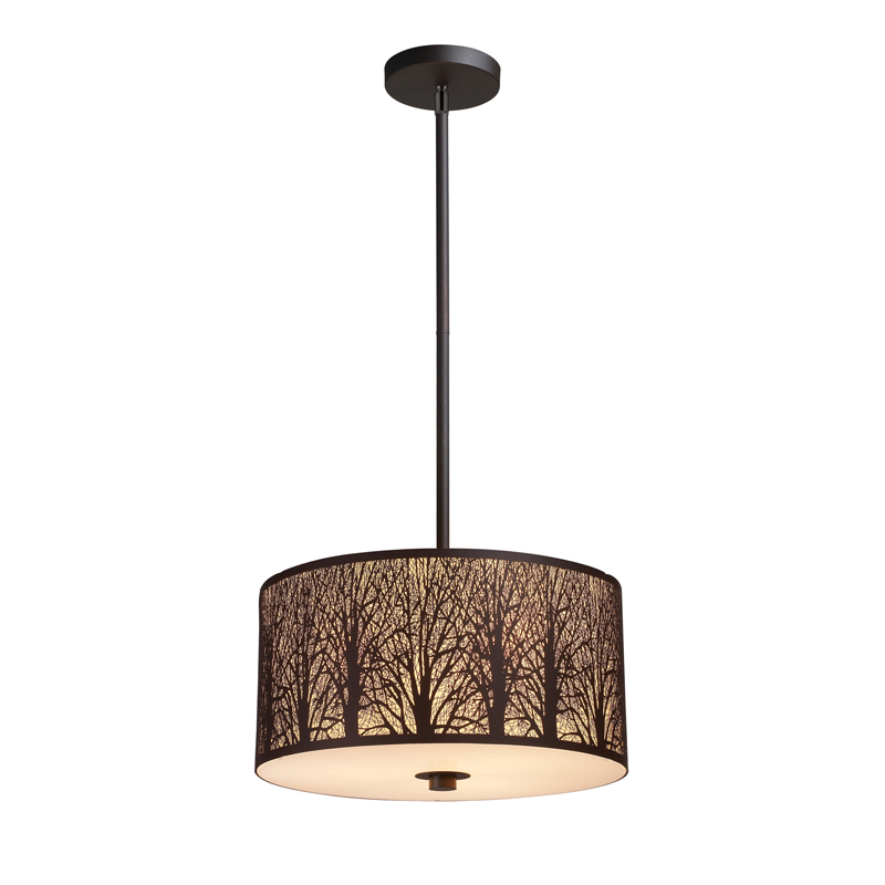 PENDANT ES x 3 60W LGE RND Aged Bronze with Amber Lining White I
