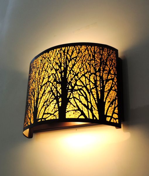 WALL INTERNAL SES x 2 60W Curved Aged Bronze with Amber Lining O