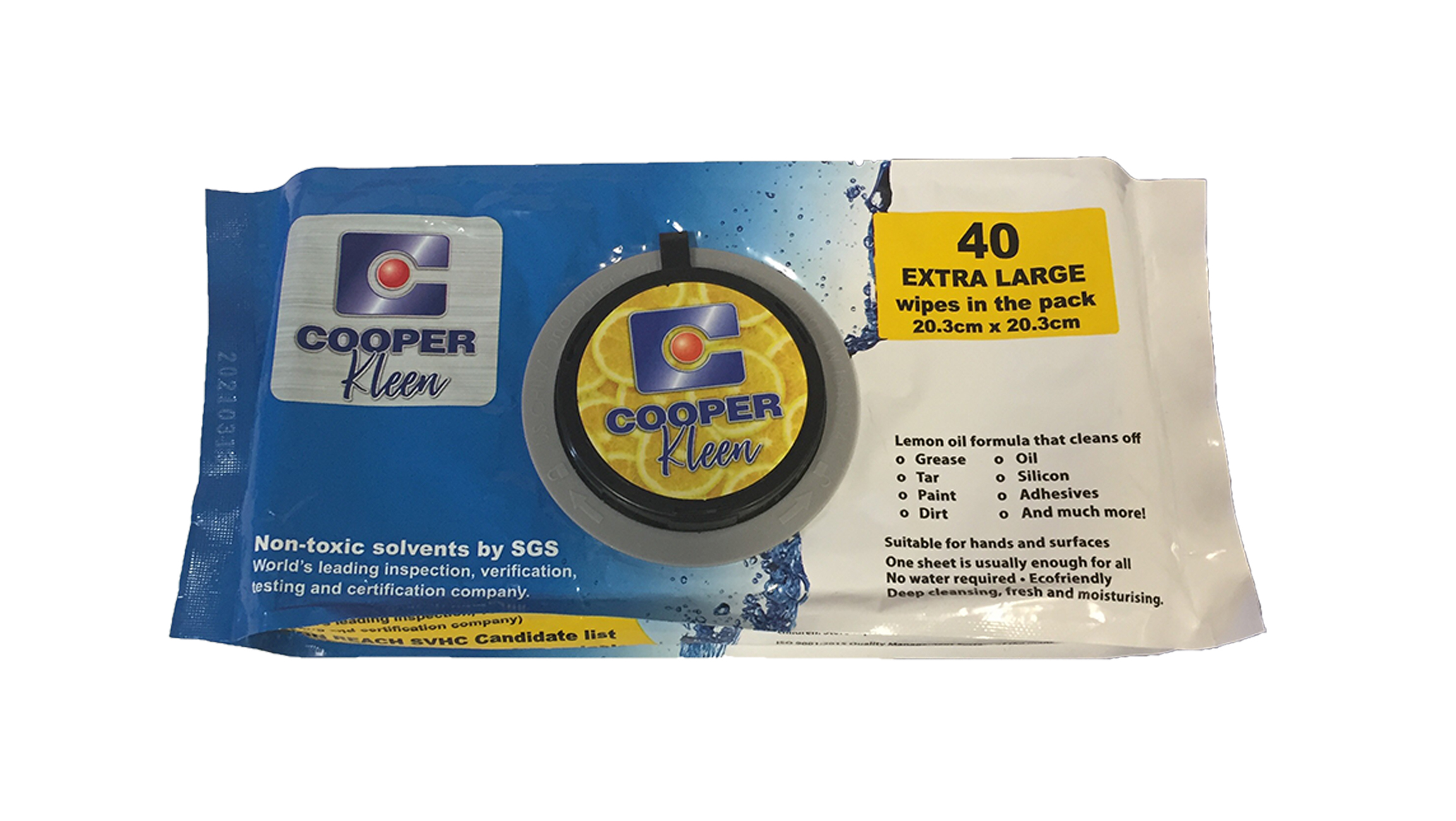 Wet Wipes - Non Toxic (Lemon Oil Formula) 40 Pack