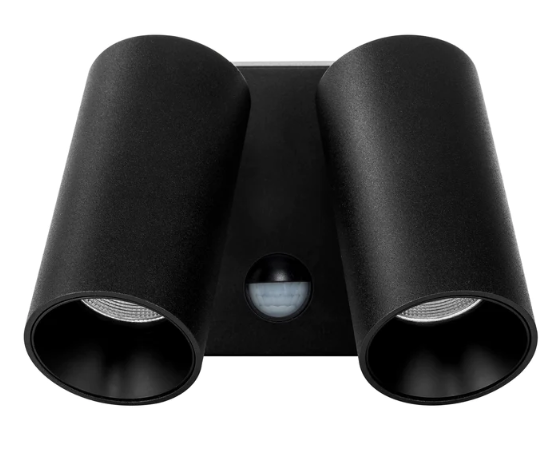 Revo Black Double Adjustable Wall Light With Sensor