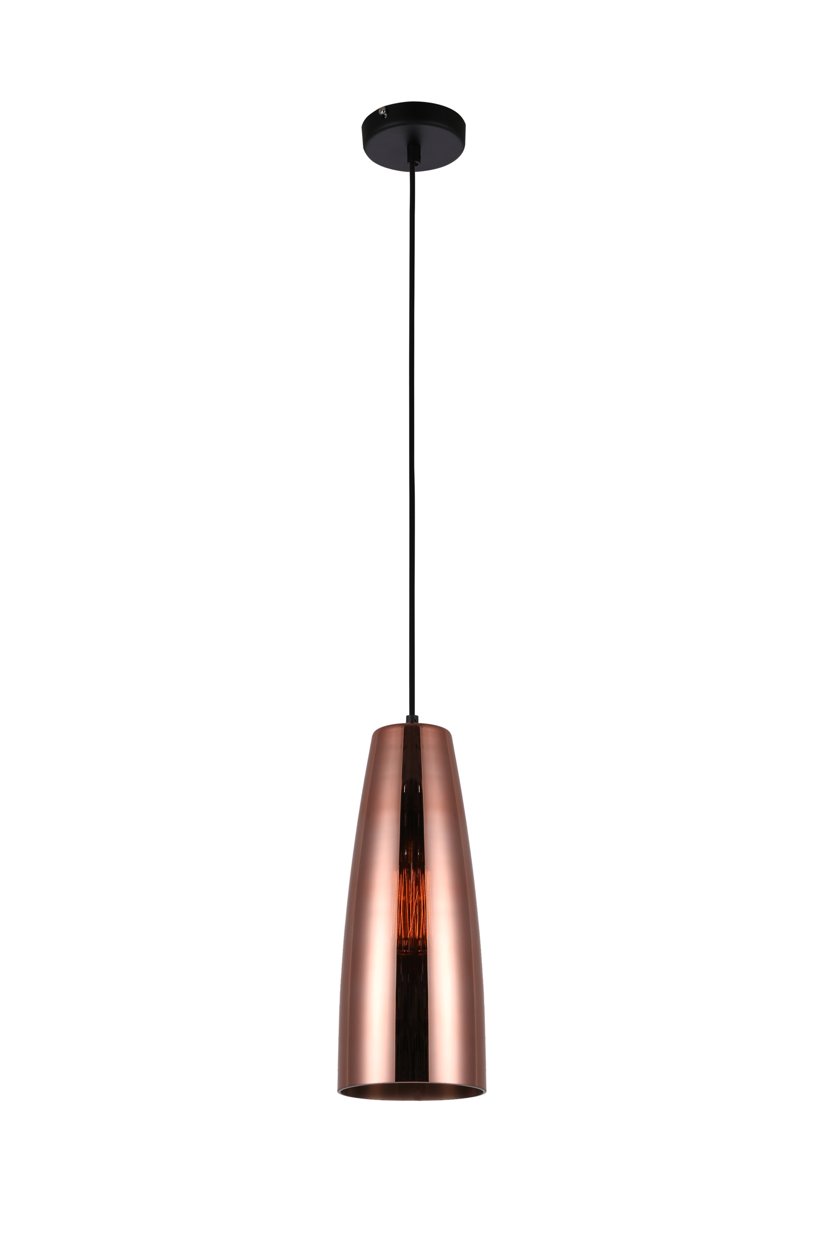 PENDANT ES 72W Copper coloured Glass with Silver Internal Flat T