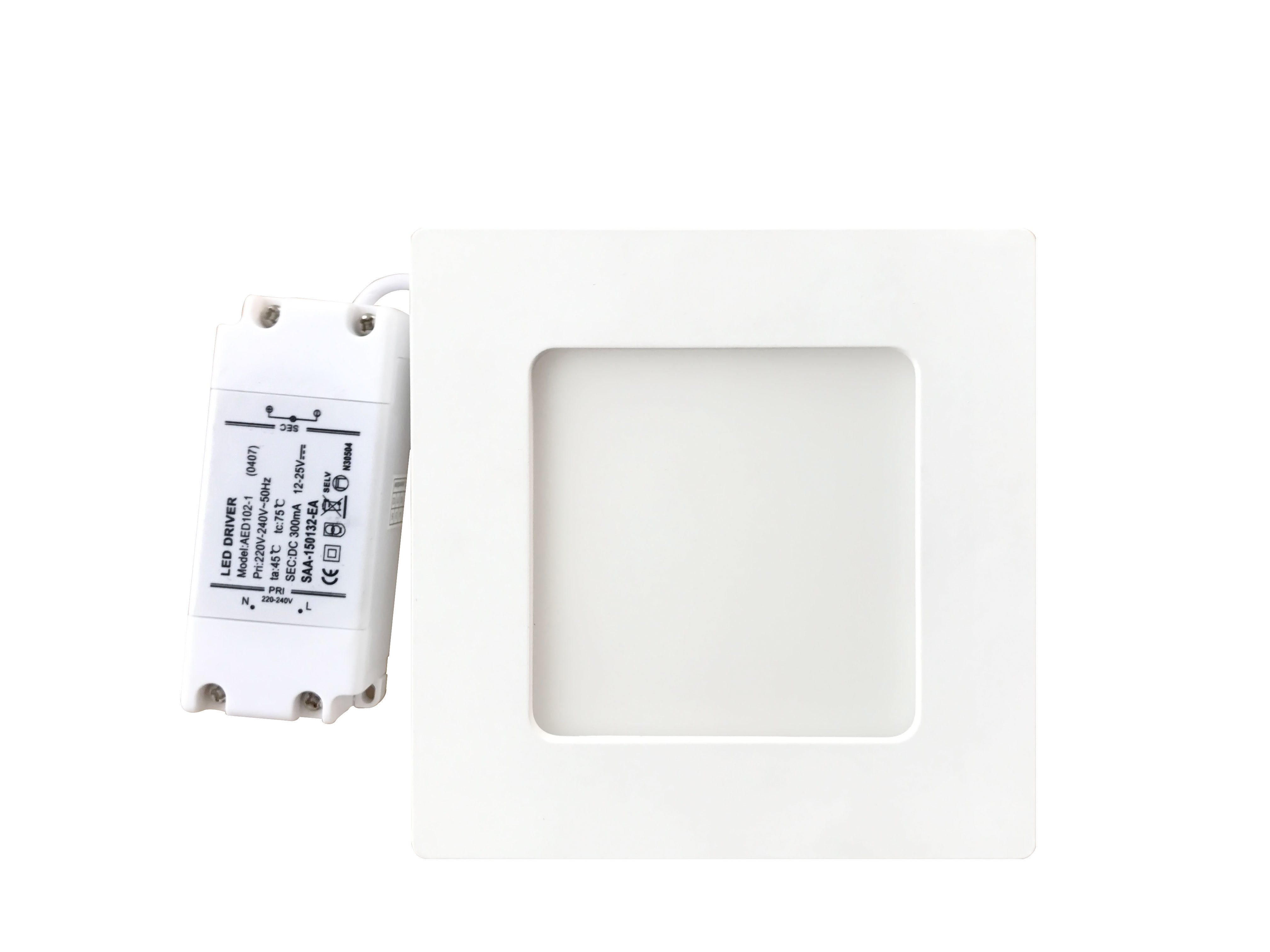 OYSTER DIMM LED S/M WH SQ 3000K 6W 160D 120mm IP20 (450 Lumens)