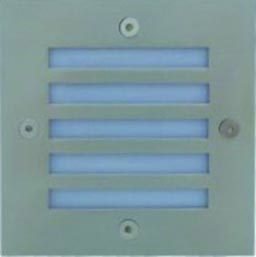 240V White LED Small square grill front wall fitting