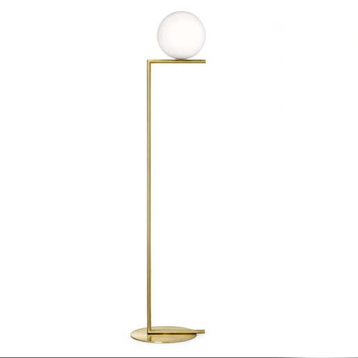 Replica Flos IC Floor Lamp - Brass body frame with white shade