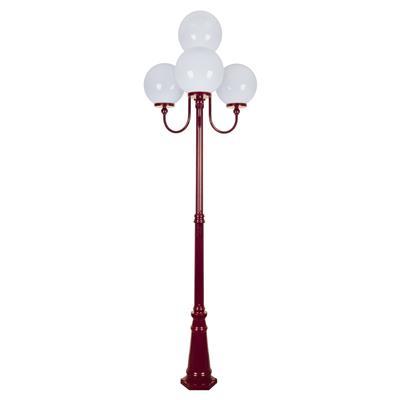 LISBON 4LT 2.54M 300MM OPAL POSTLIGHT BURGUNDY