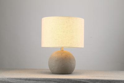 TABLE LAMP ES Cement Grey RND concrete base with flaxen cloth sh