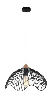 SPIAGGIA BLACK IRON + WOOD DOME (wavy edge)  PENDANT