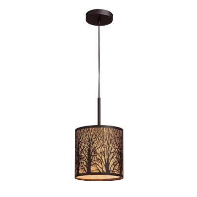 PENDANT ES 60W SM RND Aged Bronze with Amber Lining and White In