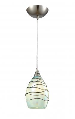 PENDANT ES 60W Pearl Mint Green Glass with Coloured Twist Ellips
