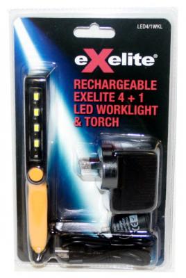 EXELITE LED 4 + 1 ANGLE WORK LIGHT & TORCH WTY 1YR