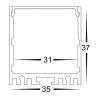 Deep Black Square Alum Profile with Standard Diffuser - 1 meter