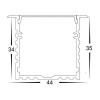Large Square Winged Aluminium Profile + Standard Diffuser - 1M