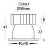 NICHE Mini square 3w LED Downlight White 38mm Cutout