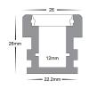 Step Tread Aluminium Profile with Standard Diffuser - 1M