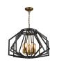 PENDANT ES x 5  60W ANTIQUE BRASS AND OILED BRONZE Wide Angular