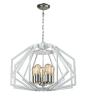 PENDANT ES x 5 60W White and Polished Nickel Wide Angular Cage O