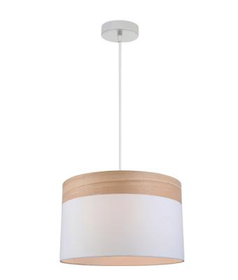 PENDANT ES (Max 72W Hal) Large RND (WH Cloth Shade with Blonde W