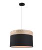 PENDANT ES (Max 72W Hal) Large RND (BLK Cloth Shade with Blonde