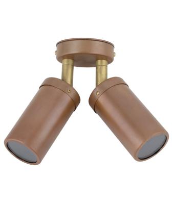 PILLAR DOUBLE ADJ MR16 12V AGED COPPER IP54 (no globes)