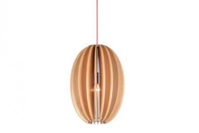 ANELE timber pendant light, 2M brown cloth cable