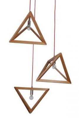 TRIANGLE timber pendant light, 2M brown cloth cable