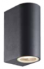 Black Round Up & Down Wall Light, Clear glass diffuser
