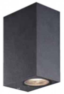 Black Square Up & Down Wall Light, Clearglass diffuser