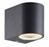 Black Round Downwards Wall Light, Clear glass diffuser