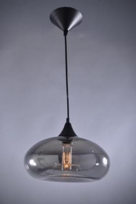 ALANA simple and elegant hand blown glass pendant in smoke finis
