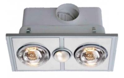 3 in 1 Bathroom Heat exhaust 2 Light Stainless Steel