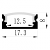 Surface aluminium Profile, Size: W17.3xH7mm. 3 Meters