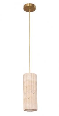 SAGITTA Oblong Beige Travertine/Brass Highlight Pendant