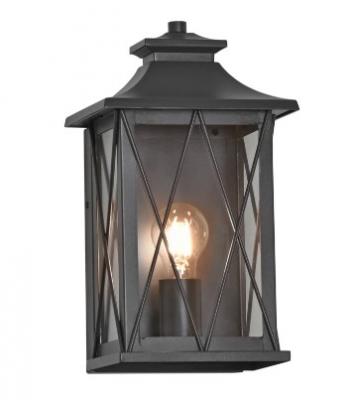 Odin Galvanised Iron Black Wall Light IP44