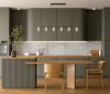 TUBERIA Linear Bar Pendant with Beige Travertine Tubular Shades