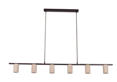 TUBERIA Linear Bar Pendant with Beige Travertine Tubular Shades
