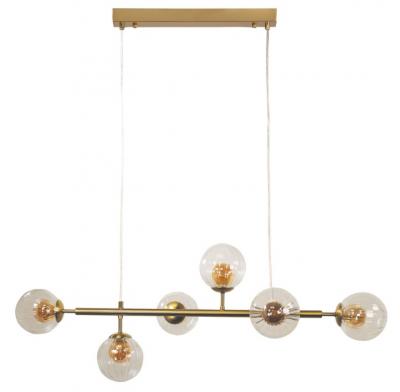 VOLLI 6 Light Optic Glass Pendant SATIN BRASS